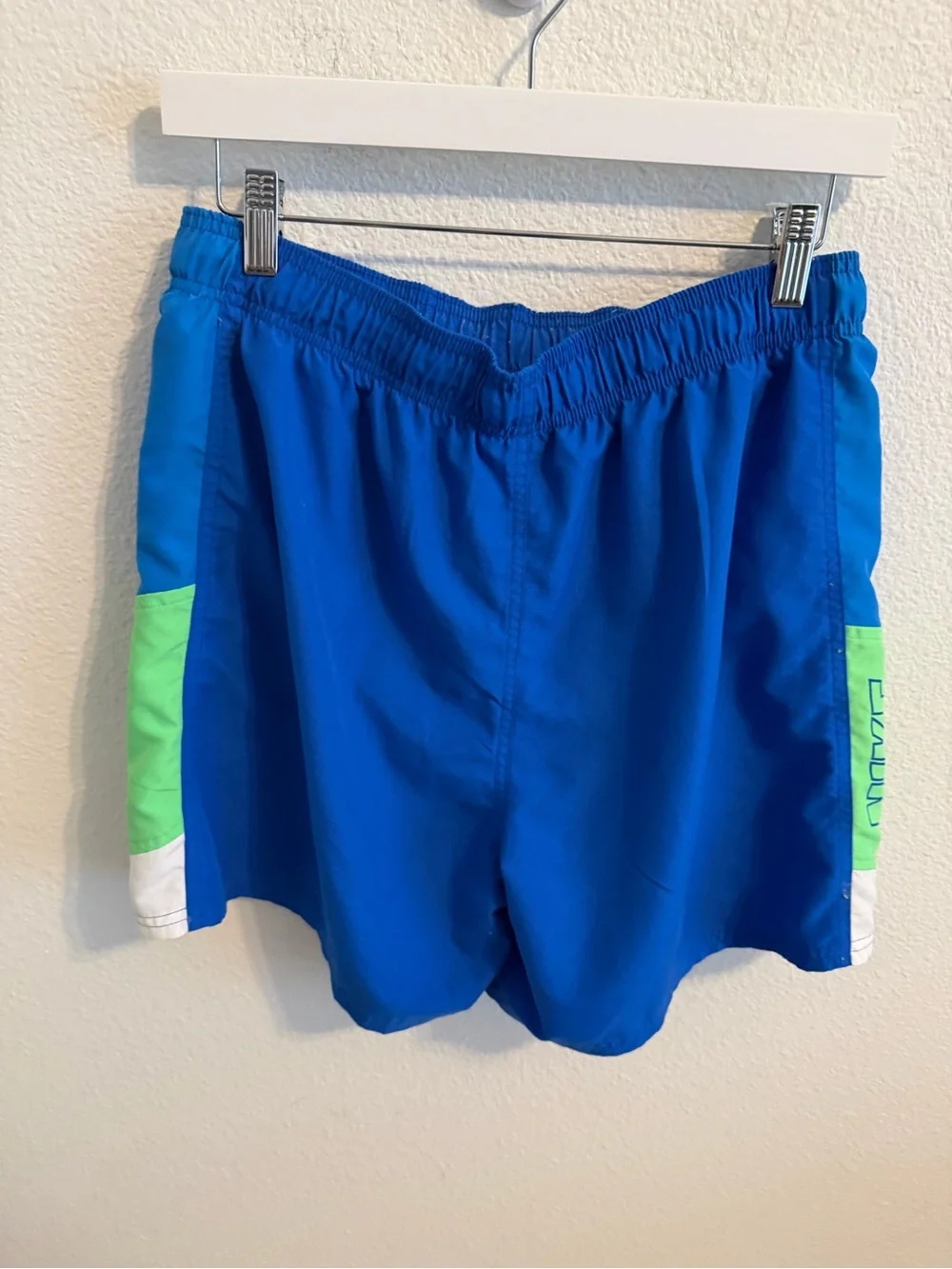 Nike Men’s Royal Blue Swim Trunks with Neon Green Accents